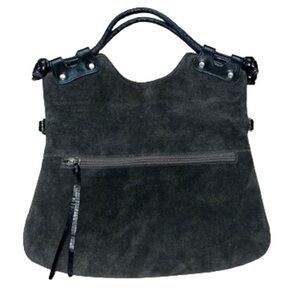 Pietro Alessandro gray suede with black leather handles handbag